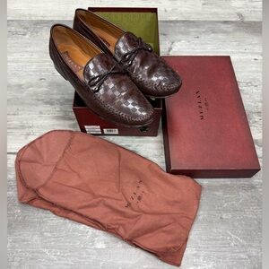 Mezlan Brown Woven Leather Loafers